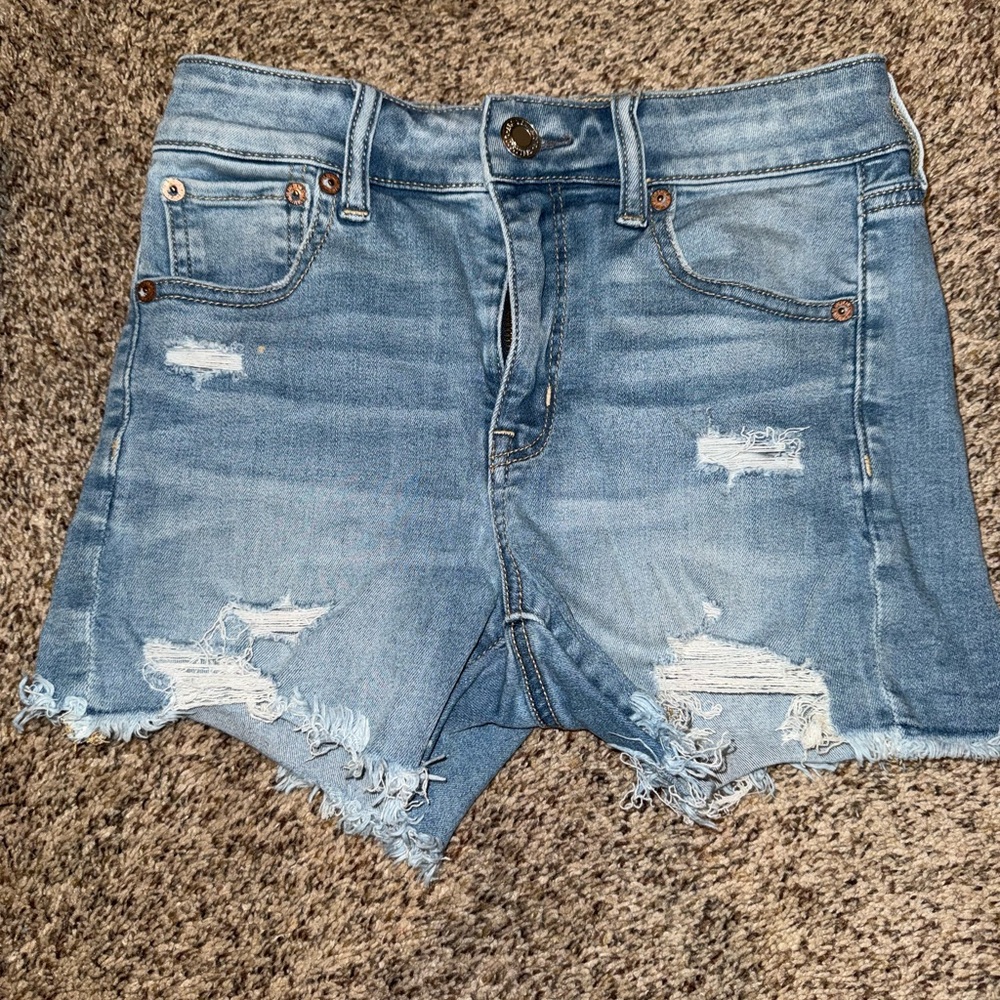 American Eagle Outfitters Light Blue Distressed Denim Shorts